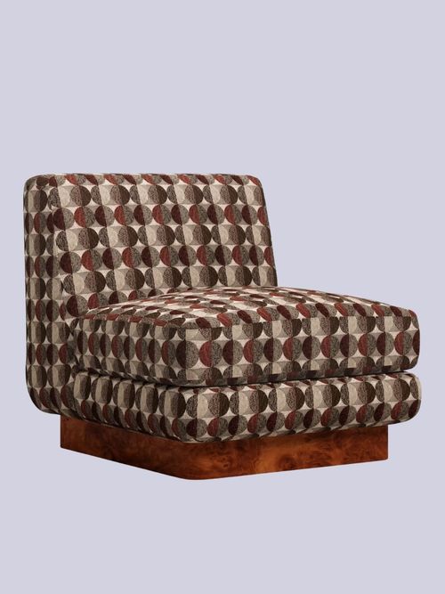 Harrison Accent Chair in Multicolour Orbis Patterned Fabric & Walnut