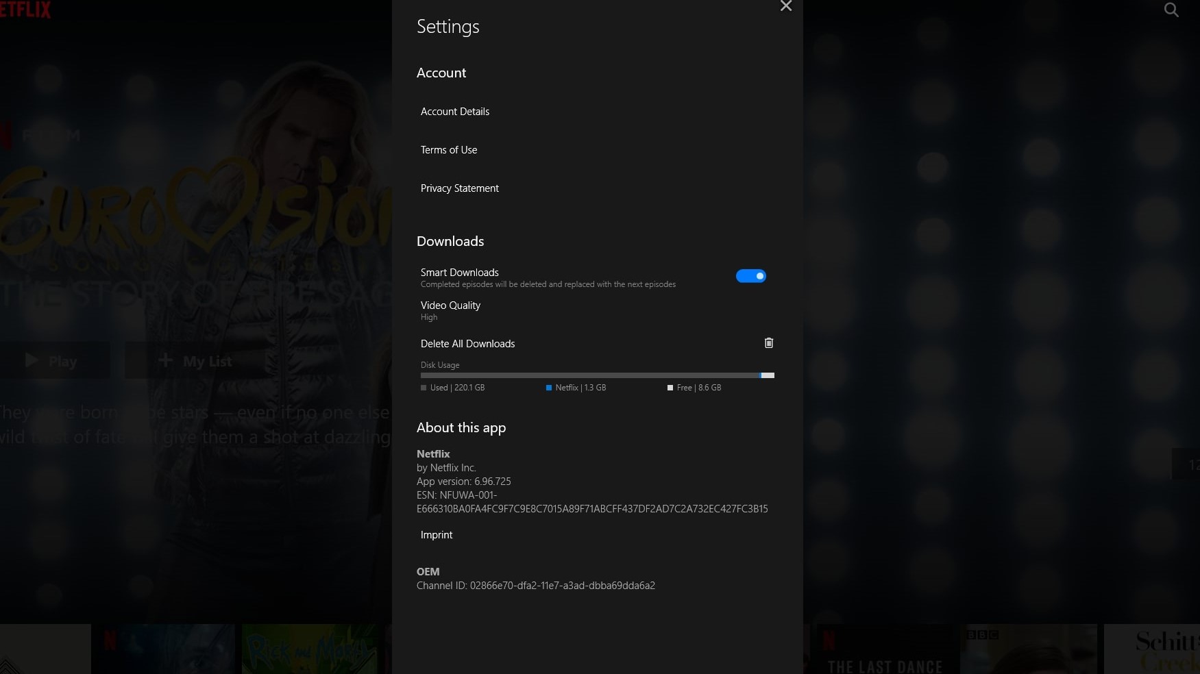 Download settings let you adjust picture quality, among other things.