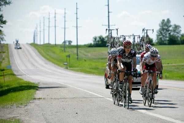 A group of riders starts to get a decent gap on the field.