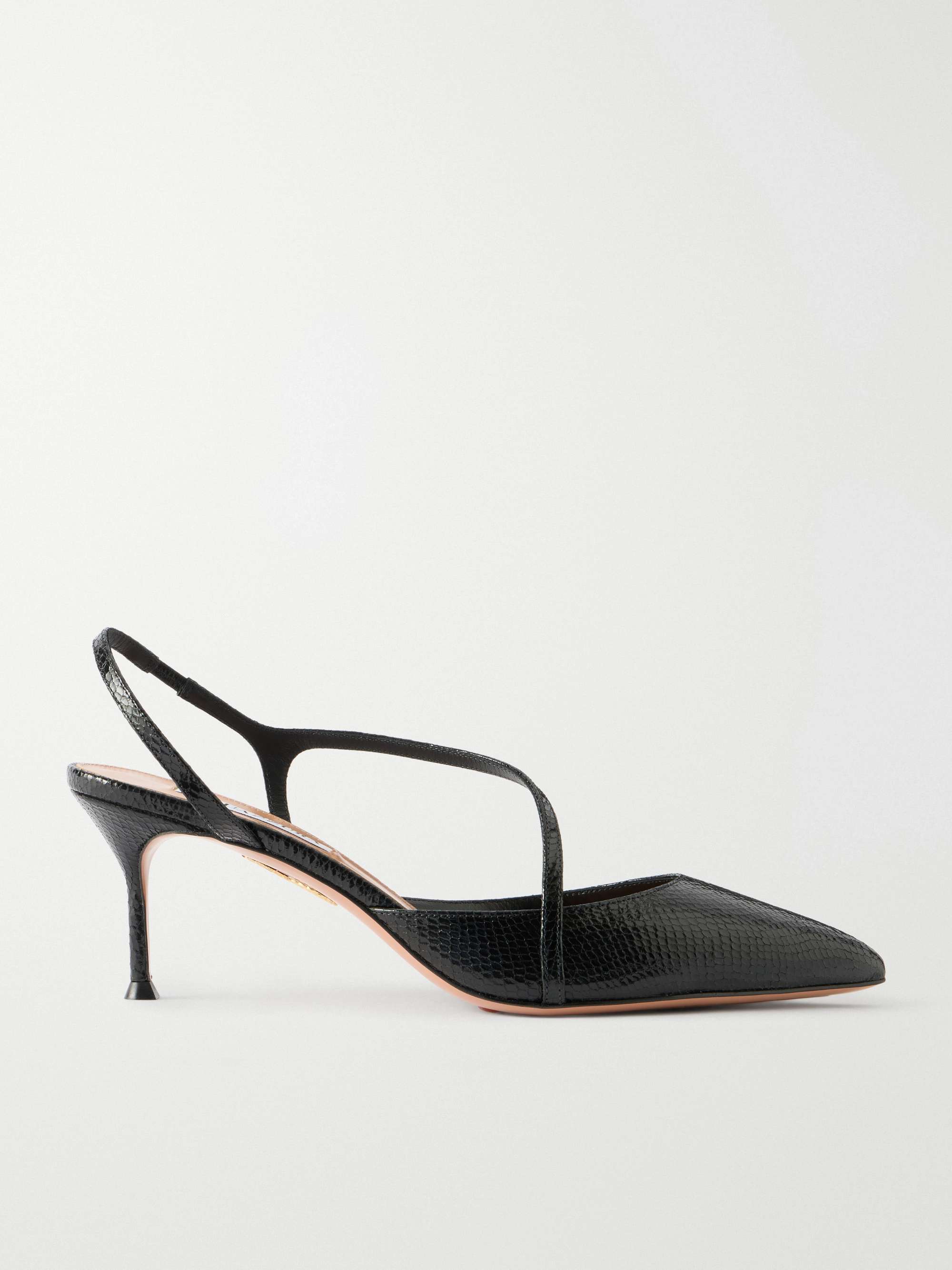 Dynasty 65 Snake-Effect Leather Slingback Pumps