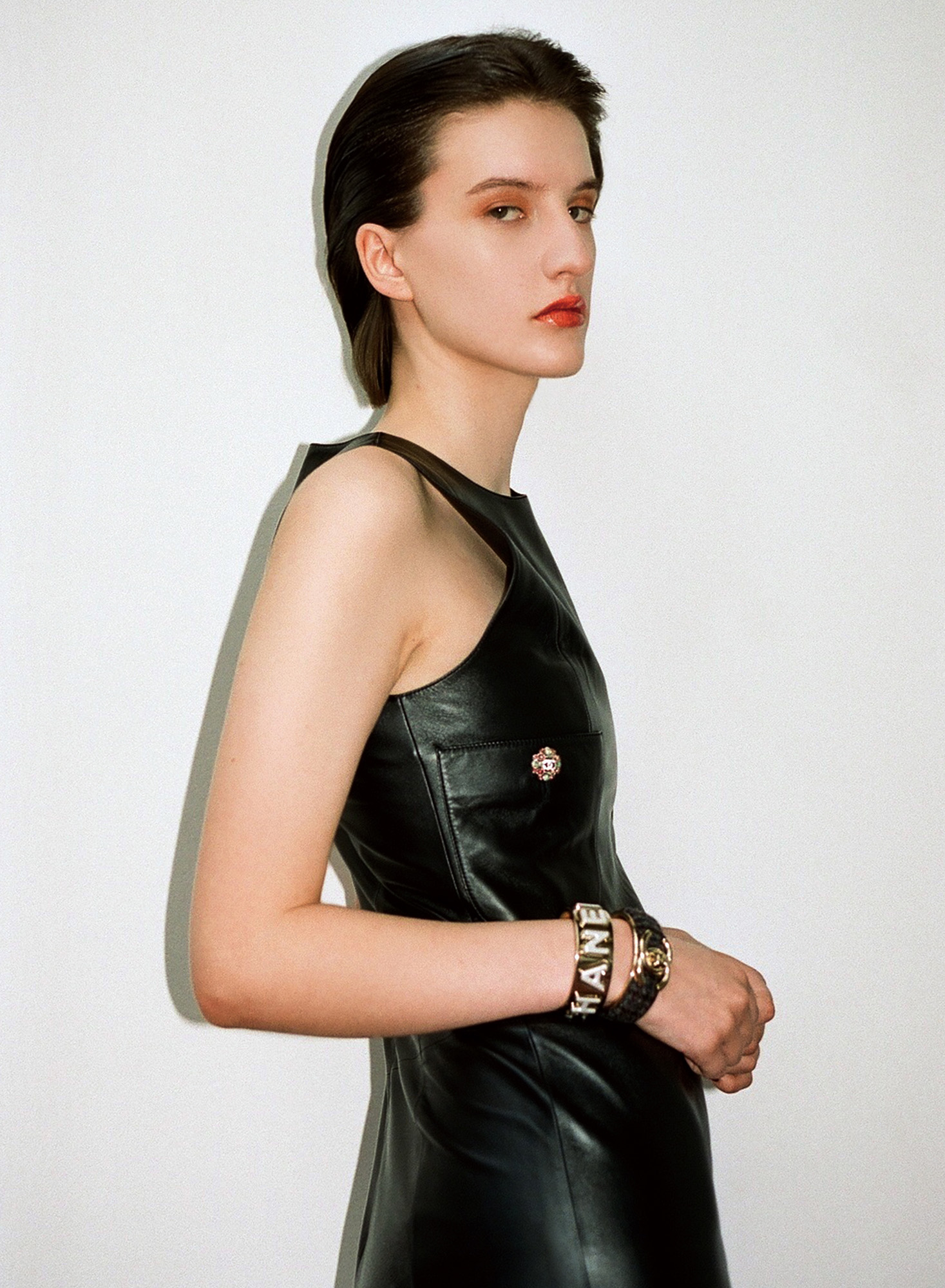 Model wears Chanel dress and jewellery A/W 2022