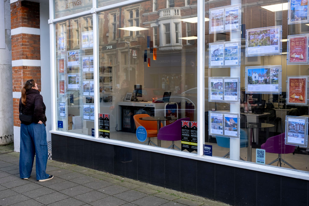 Person looking at an estate agent's window