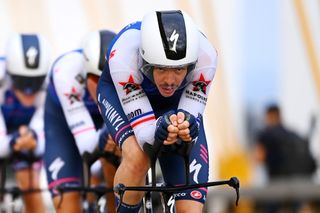 UTRECHT NETHERLANDS AUGUST 19 Rmi Cavagna of France and Team QuickStep Alpha Vinyl sprints during the 77th Tour of Spain 2022 Stage 1 a 233km team time trial in Utrecht LaVuelta22 WorldTour on August 19 2022 in Utrecht Netherlands Photo by Tim de WaeleGetty Images