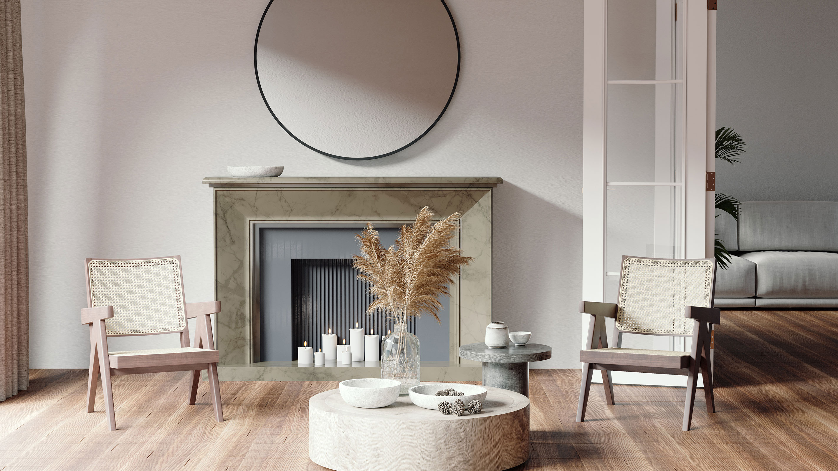 contemporary grey fireplace