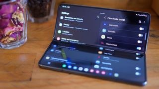 A photo of the Samsung Galaxy Z Fold 4 foldable Android phone