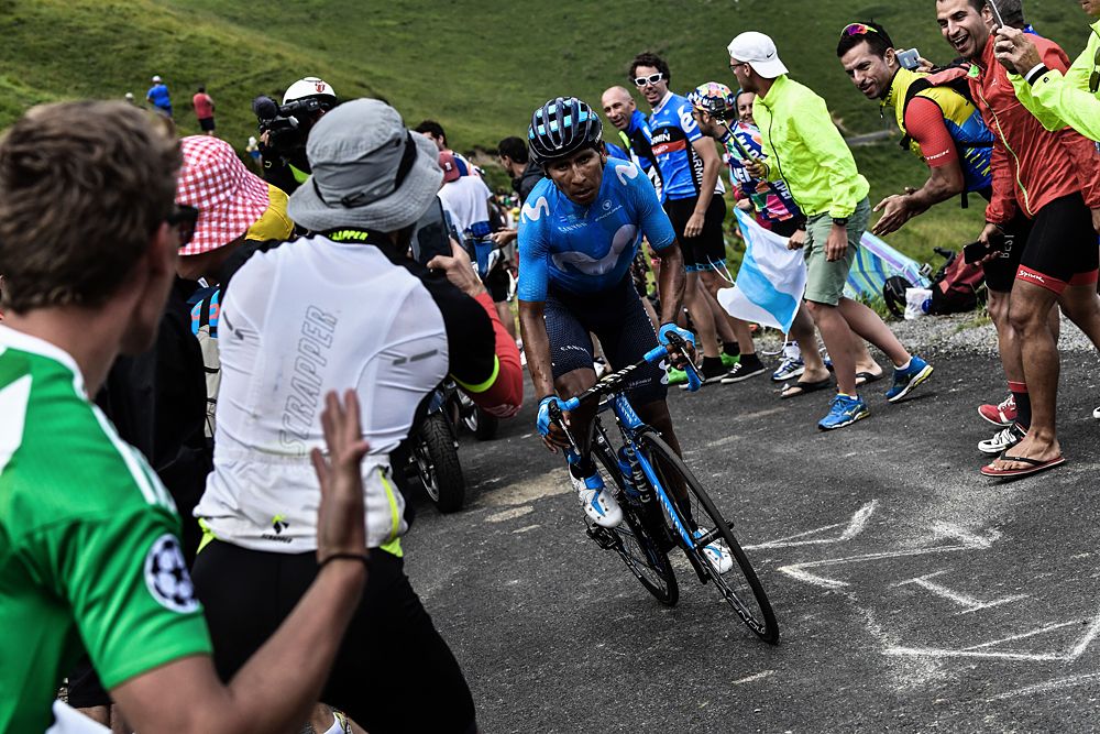 Nairo Quintana (Movistar) on his way to winning stage 17 at the Tour de France