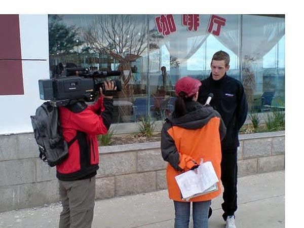 Chinese TV was interviewing the team.