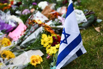 Flowers near the Tree of Life synagogue