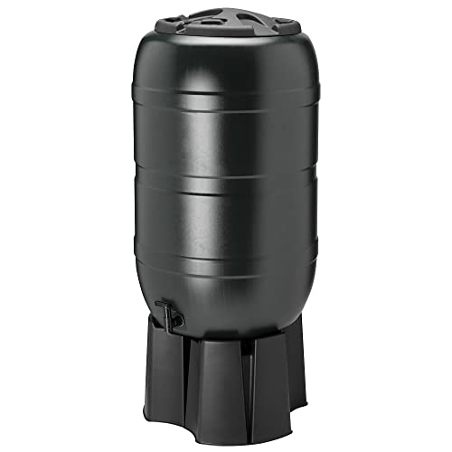 Amos 210 Litre Water Butt With Tap Includes Stand and Filler Kit for Garden &amp;amp; Outdoor, Black