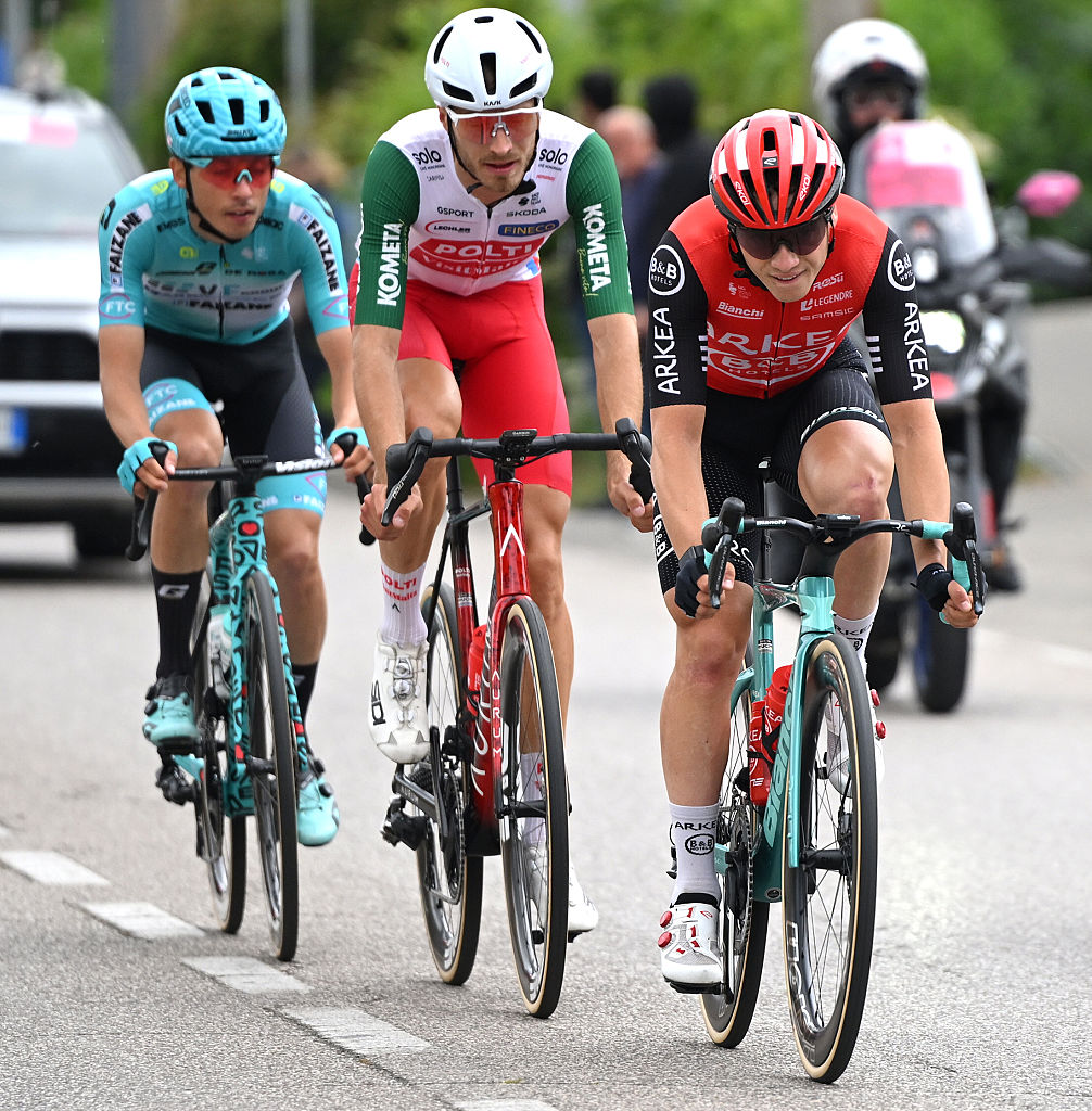 VIADANA ITALY MAY 22 Giosue Epis of Italy and Team Arkea BB Hotels leads the breakaway during the 108th Giro dItalia 2025 Stage 12 a 172km stage from Modena to Viadana OglioPo UCIWT on May 22 2025 in Viadana Italy Photo by Dario BelingheriGetty Images