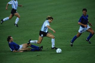Claudio Caniggia in action for Argentina against Italy at the 1990 World Cup.