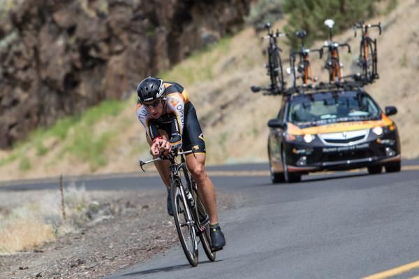 Tom Zirbel (Optum) tucked in and going fast.