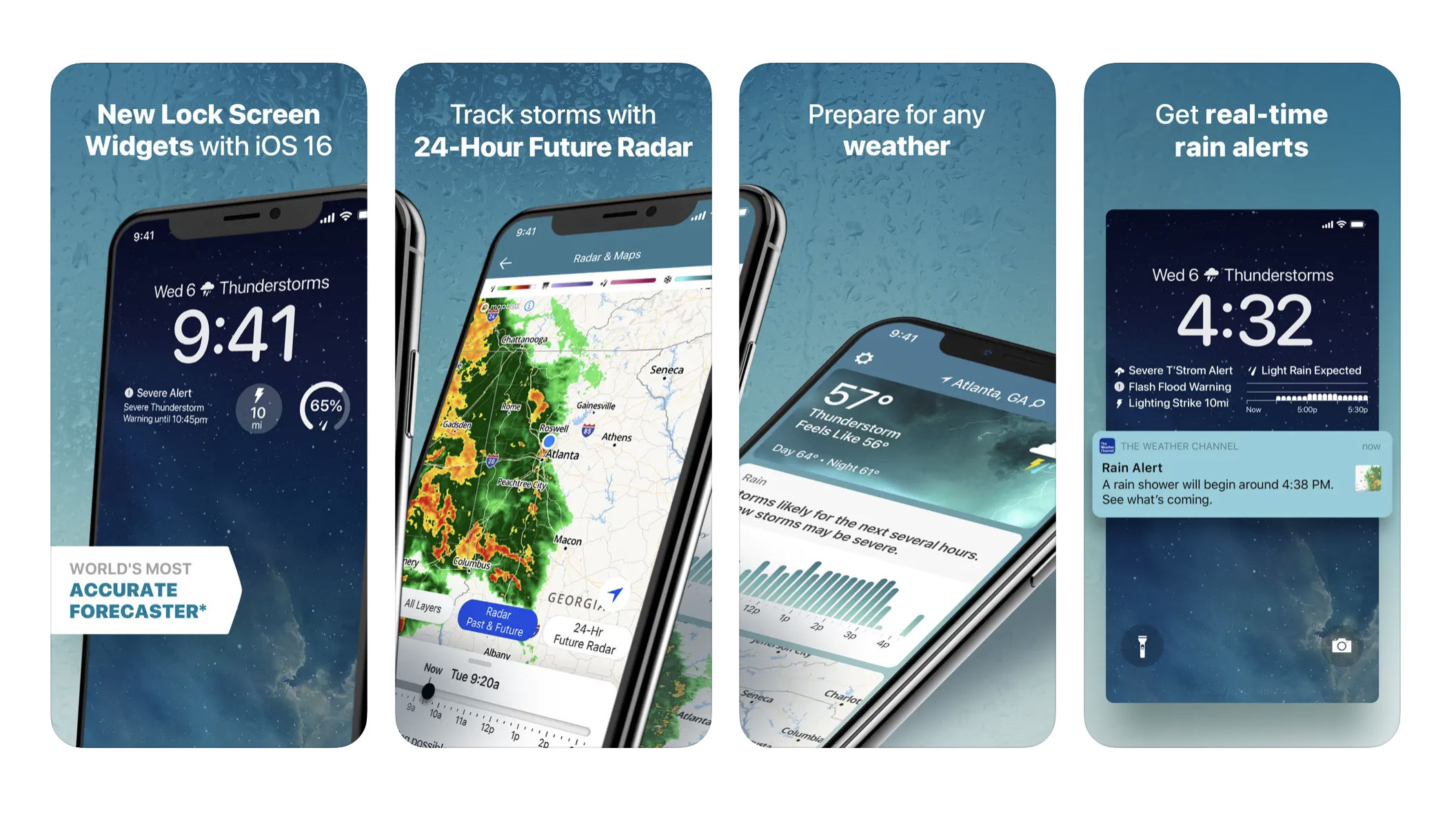 Screenshots of the Weather Channel app