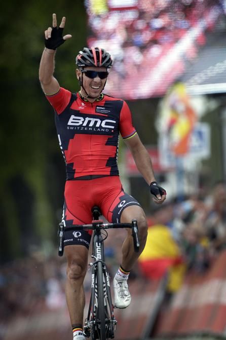Philippe Gilbert (BMC) salutes to three Amstel Gold Race victories