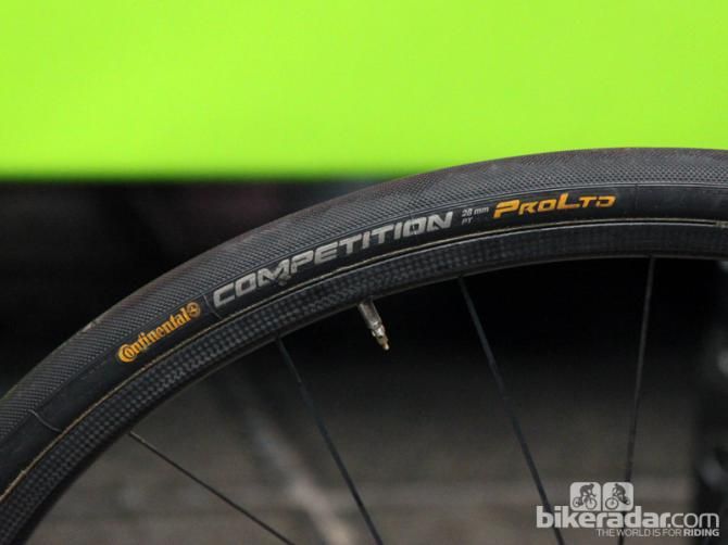 28mm-wide Continental Competition Pro Limited PT tubulars for Sacha Modolo (Lampre-Merida)
