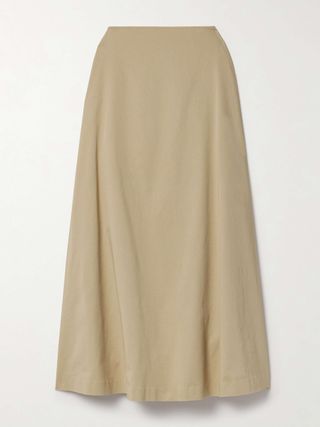 Organic Cotton-Blend Twill Maxi Skirt