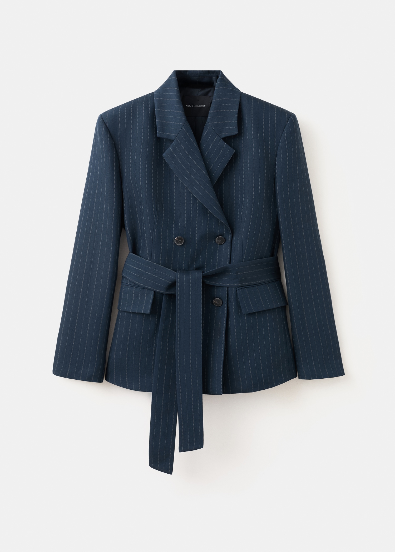 Pinstripe Belted Blazer - Women | Mango United Kingdom