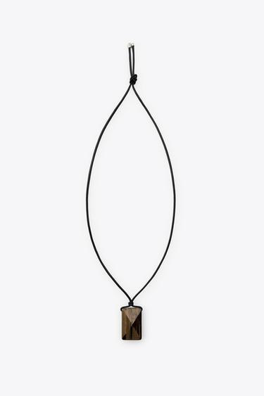 Leather Cord Stone Necklace