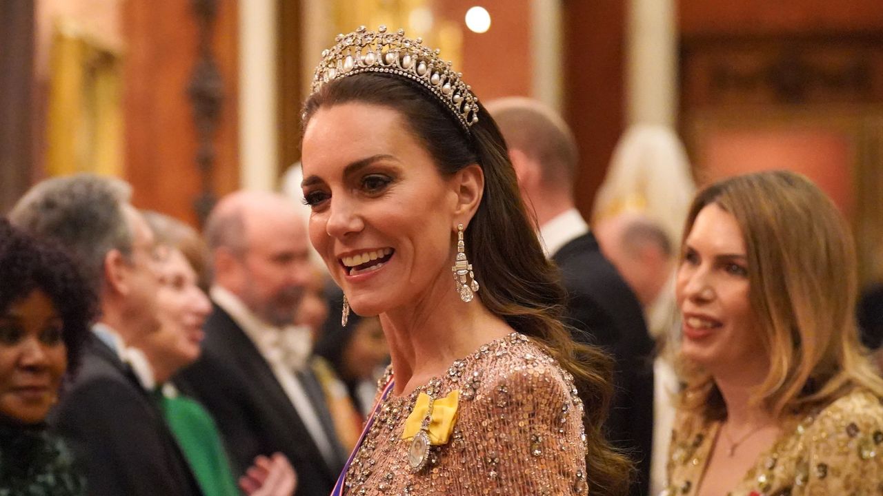 The Princess of Wales attends a reception for members of the Diplomatic Corps at Buckingham Palace in 2023