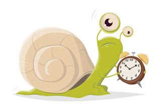 rendering of a snail shaking an alarm clock