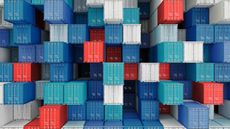 photo of stacked shipping containers
