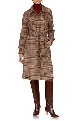 Plaid Belted Longline Coat