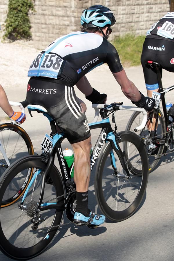 Chris Sutton (Team Sky) shows evidence of a crash today.