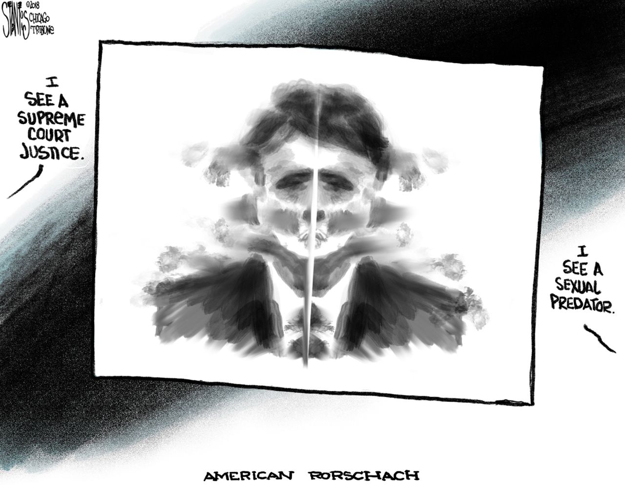 Political cartoon U.S. Brett Kavanaugh sexual assault allegation rorschach test