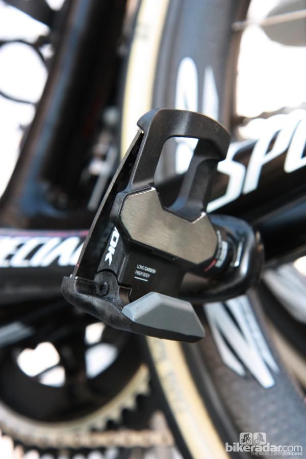 Look K&eacute;O Blade pedals for Tom Boonen's (Omega Pharma-QuickStep) new Specialized S-Works Roubaix (SL4).