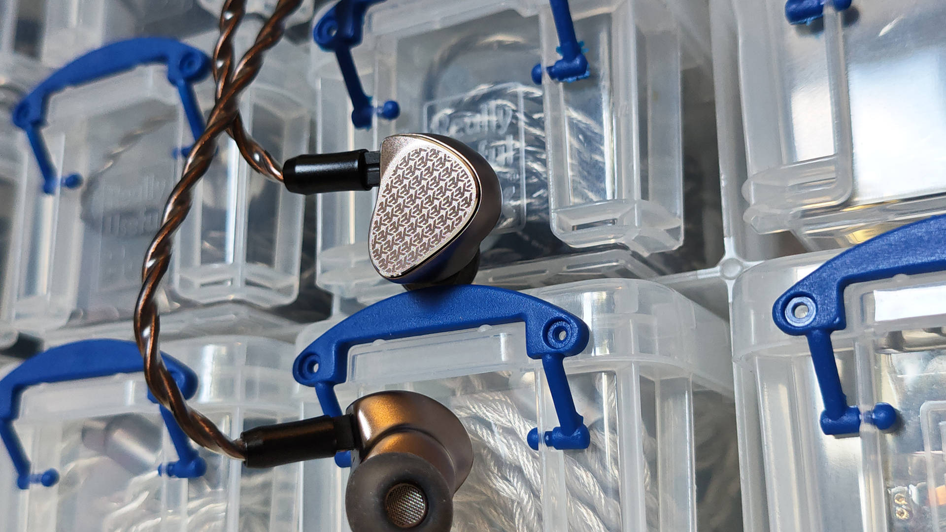 Various shots of the Kiwi Ears Halcyon IEM.