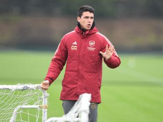 Arsenal 1st team coach Carlos Cuesta during a training session at London Colney on January 25, 2024 in St Albans, England. (Photo by Stuart MacFarlane/Arsenal FC via Getty Images)