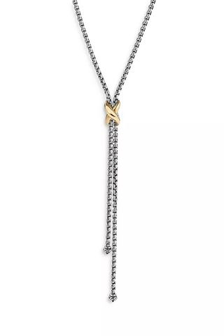 David Yurman Sterling Silver & 18K Yellow Gold Petite X Lariat Necklace