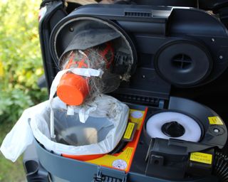 Shark MessMaker vacuum cleaner filled with pet hair and debris