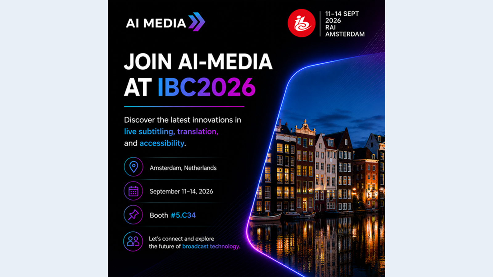 AI-Media graphic for IBC presence