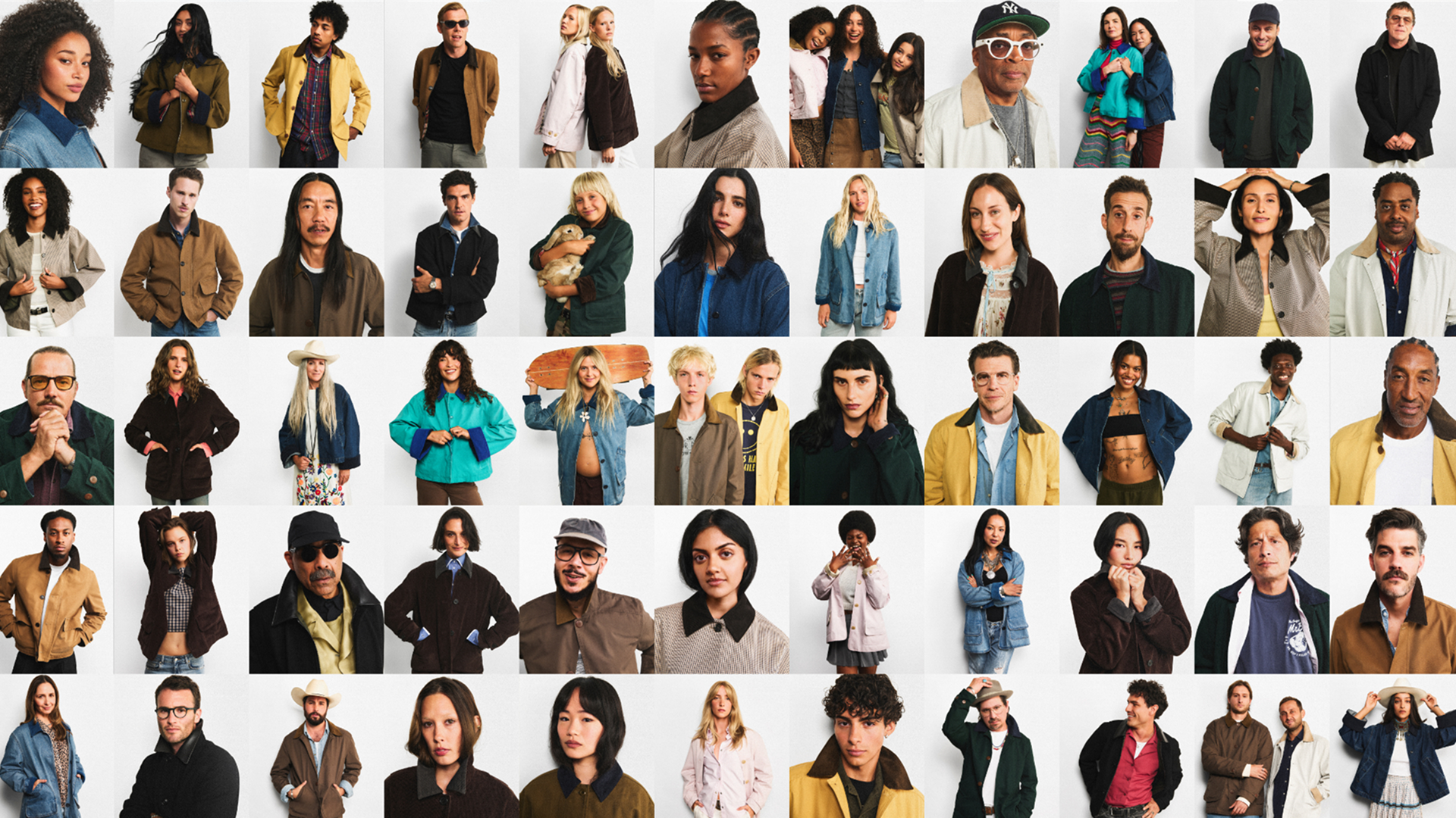 celebrities and models wore the Barn Jacket for J.Crew's 40th anniversary campaign