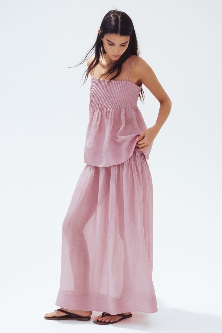 Ramie Strappy Top With Pintucks
