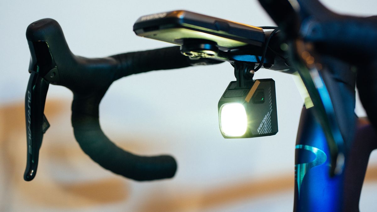 A close up of a bike light