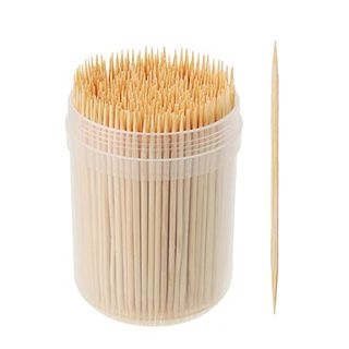 Large 6cm Round Cocktail Sticks Wooden Toothpicks in Storage Box Sturdy Safe Double Sided Picks for Dental Teeth Picking Party Buffet Canapé Appetisers Barbecue (500 Cocktail Sticks)