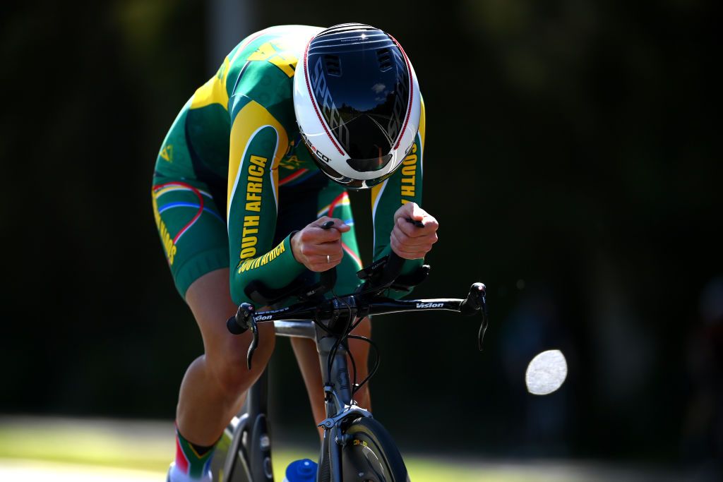 WOLLONGONG AUSTRALIA SEPTEMBER 18 Maude Elaine Le Roux of South Africa sprints during the 95th UCI Road World Championships 2022 Women Individual Time Trial a 342km individual time trial race from Wollongong to Wollongong Wollongong2022 on September 18 2022 in Wollongong Australia Photo by Tim de WaeleGetty Images