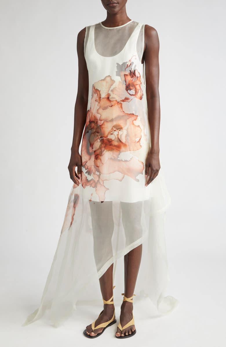 Burnt Floral Silk Organza Gown