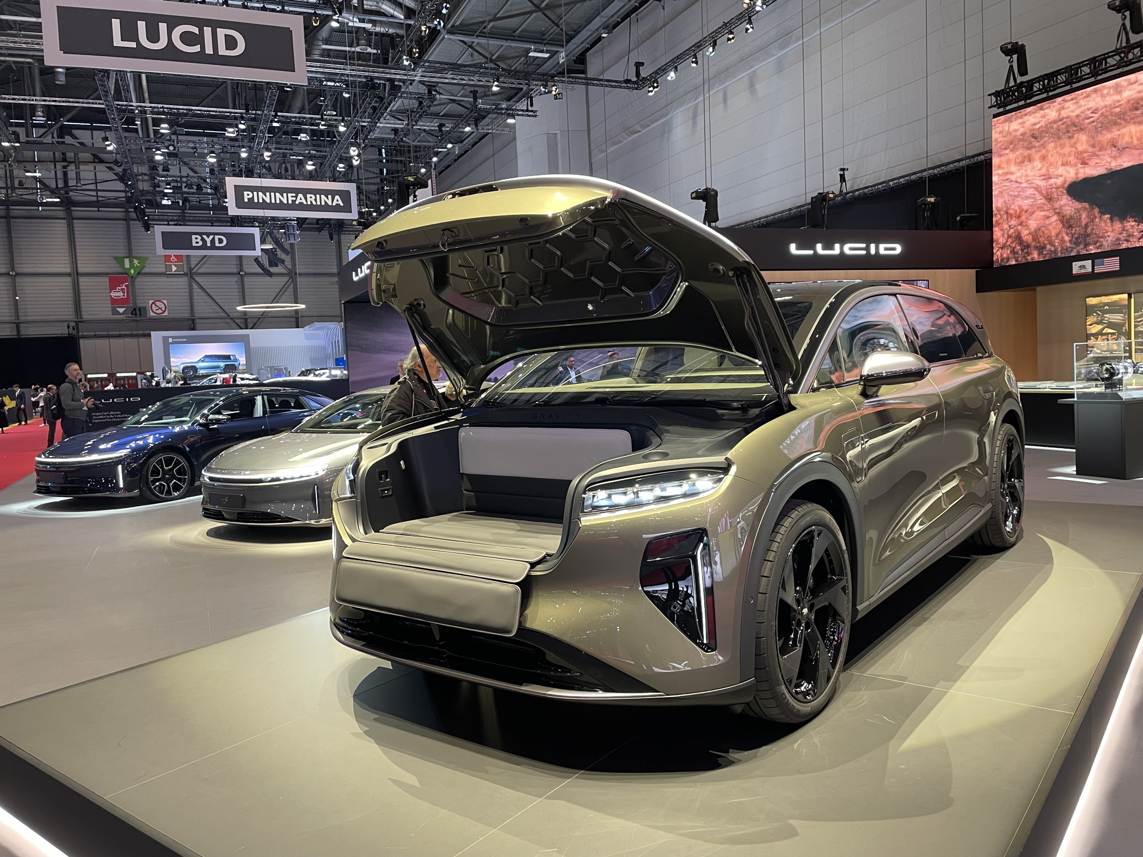The Lucid Gravity, with its Front Trunk (frunk) open.