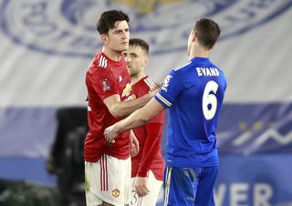 Harry Maguire made his 48th appearance of the season for club and country against former club Leicester
