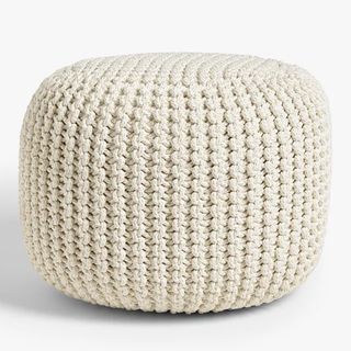 John Lewis Chunky Knitted Pouffe in White