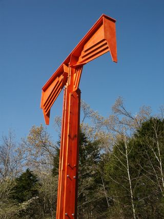 A Chiroptecrest bat habitat designed by David Murphree. Using specific requirements required for indigenous bat species, he creates each tower to stand 18 feet tall with a wing span of 10 feet. Each wing is divided into six separated chambers that maximize ventilation and crawl space and include a micro-groove texture to provide roosting bats with stability.