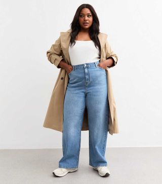 Curves Blue Adalae High Waisted Wide Leg Jeans