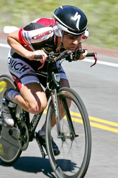 Andrew Pinfold (OUCH) goes after all of the aero advantage he can get.