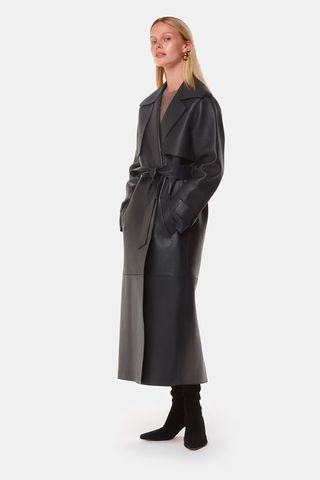 Whistles black leather coat