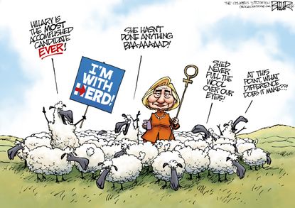 Political cartoon U.S. Hillary Clinton support defense