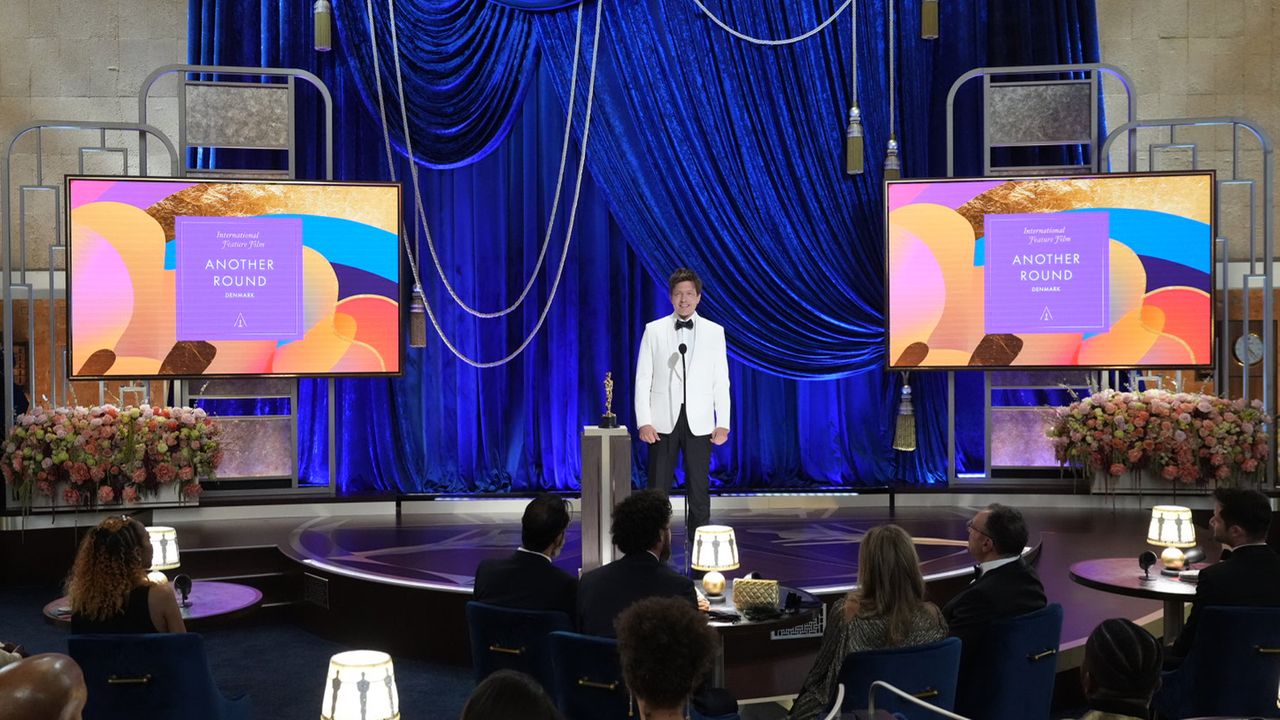 Thomas Vinterberg during the 2021 Oscars.