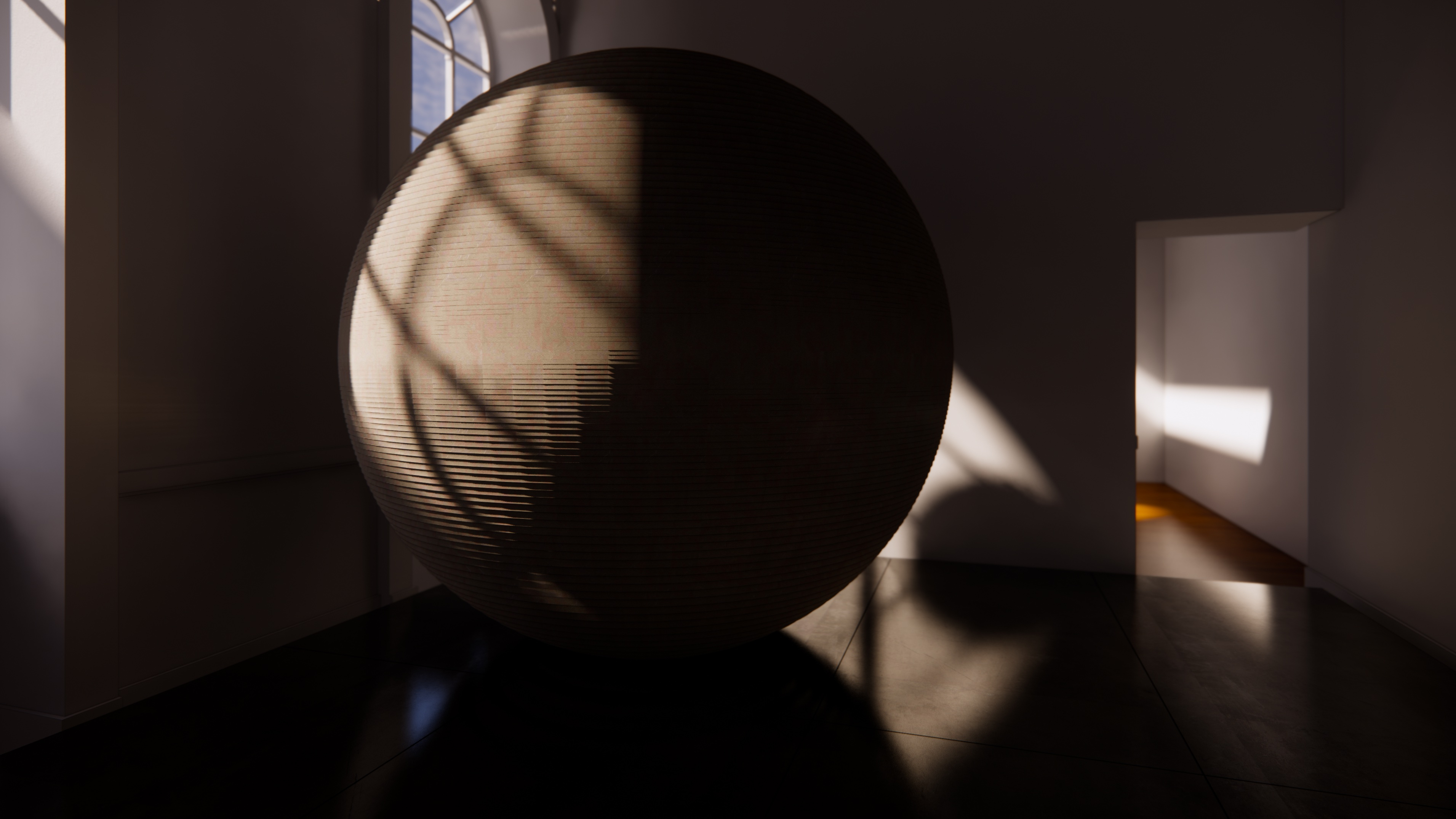 Spherical stone sculpture